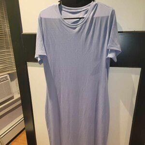 light blue ribbed t shirt dress